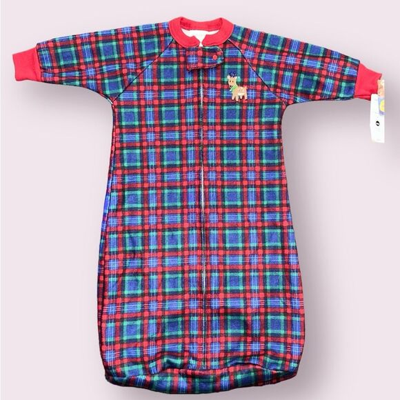 Carter's Baby Vintage Holiday Christmas Plaid Reindeer Sleep Sack‎ Up To 21lbs - Picture 1 of 9